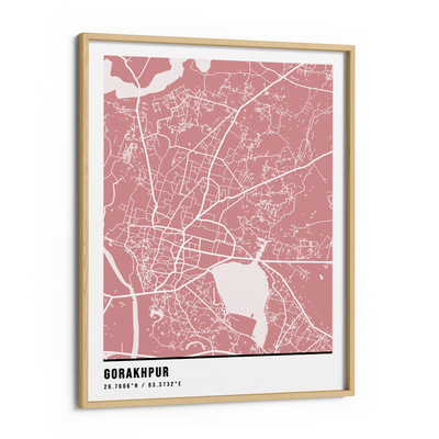 Map Art - Baby Pink - Pantone Nook At You Matte Paper Wooden Frame